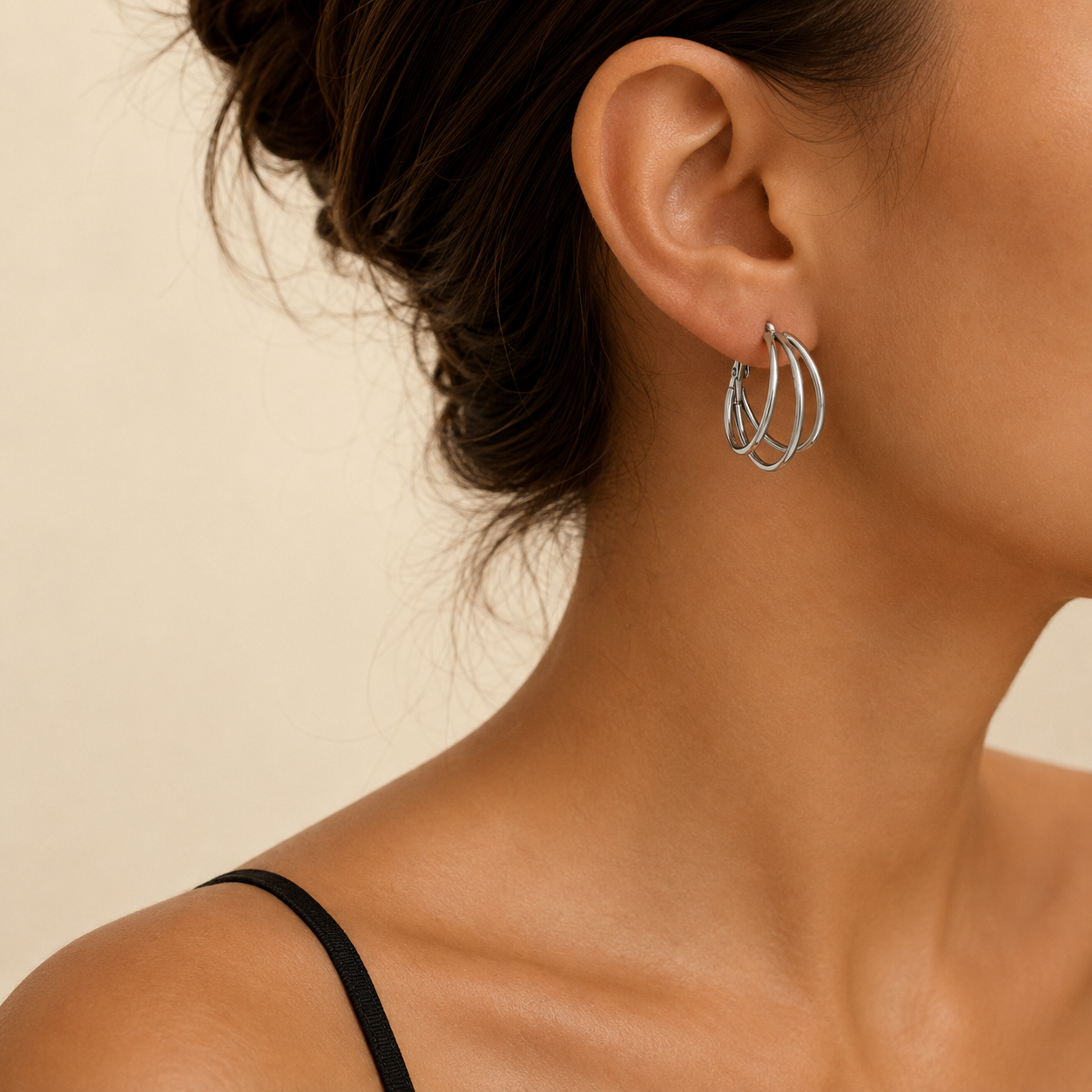 Boucle d'oreille Triple Cercle Argent