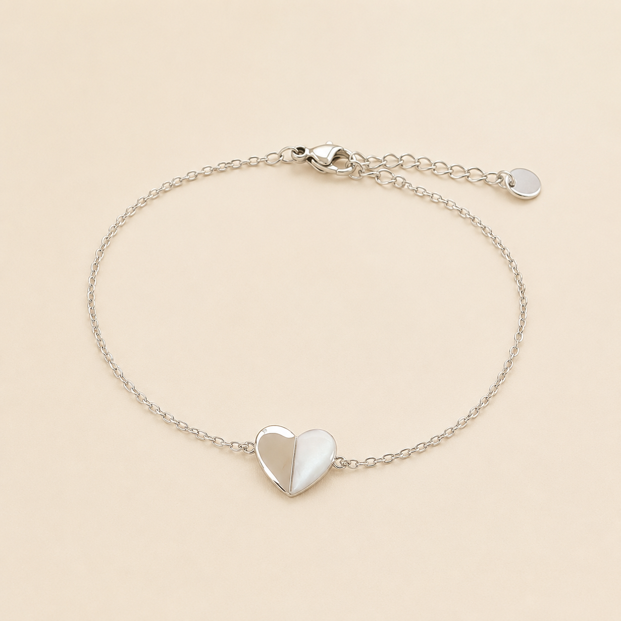 Bracelet Cœur Nacré Argent