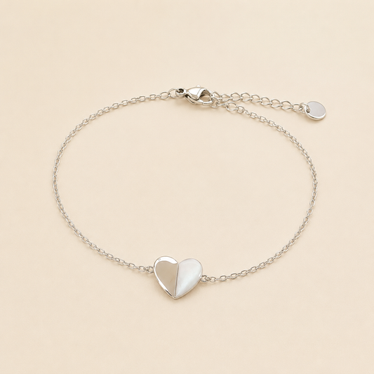 Bracelet Cœur Nacré Argent