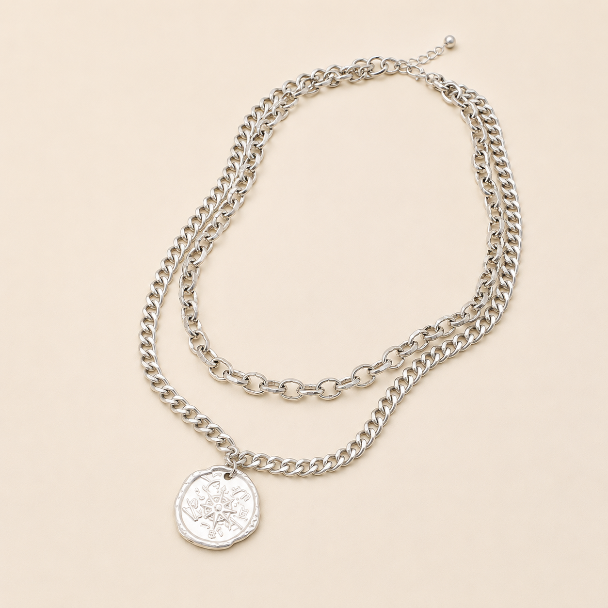 Collier Double Médaille Argent