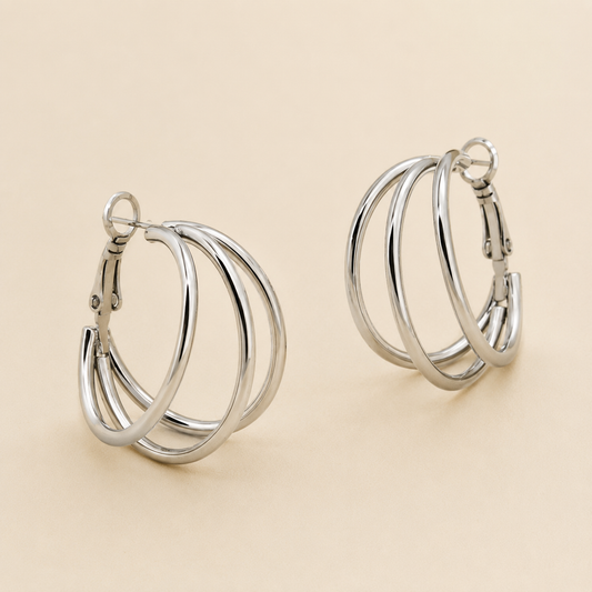 Boucle d'oreille Triple Cercle Argent