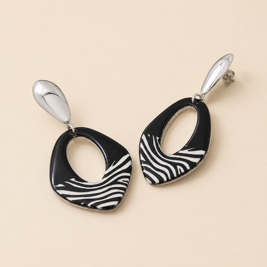Boucle d'oreille Zèbre Pendante