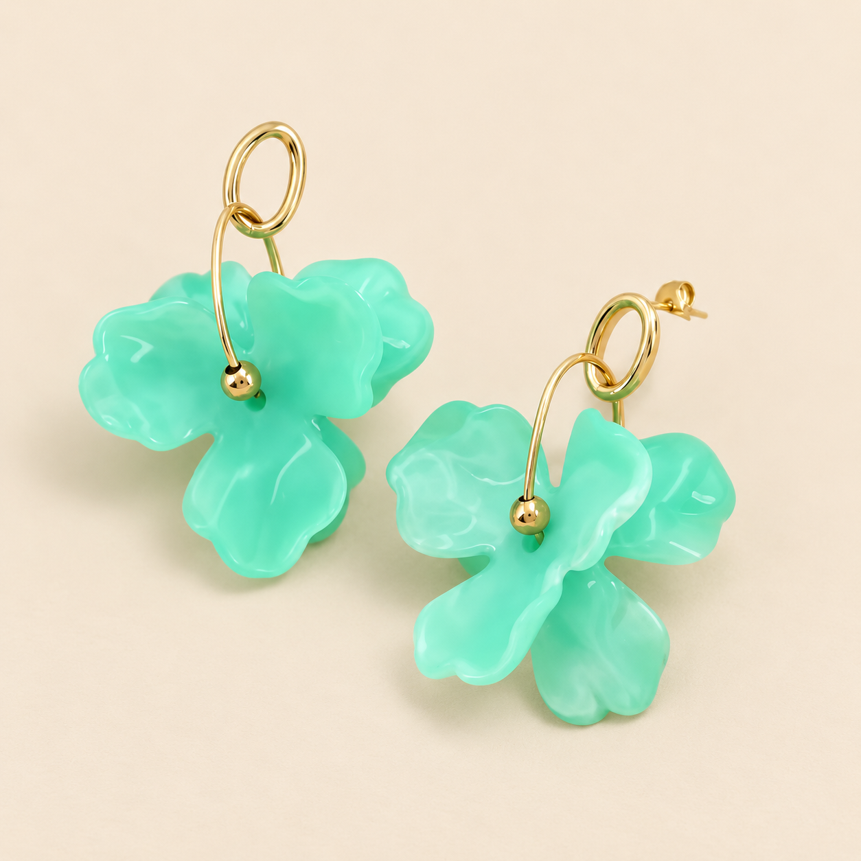 Boucle d'oreille Fleur Menthe