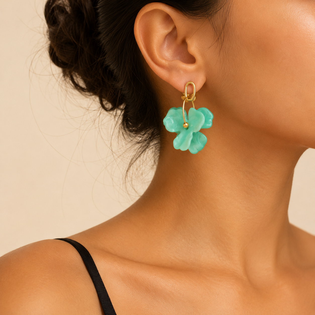 Boucle d'oreille Fleur Menthe