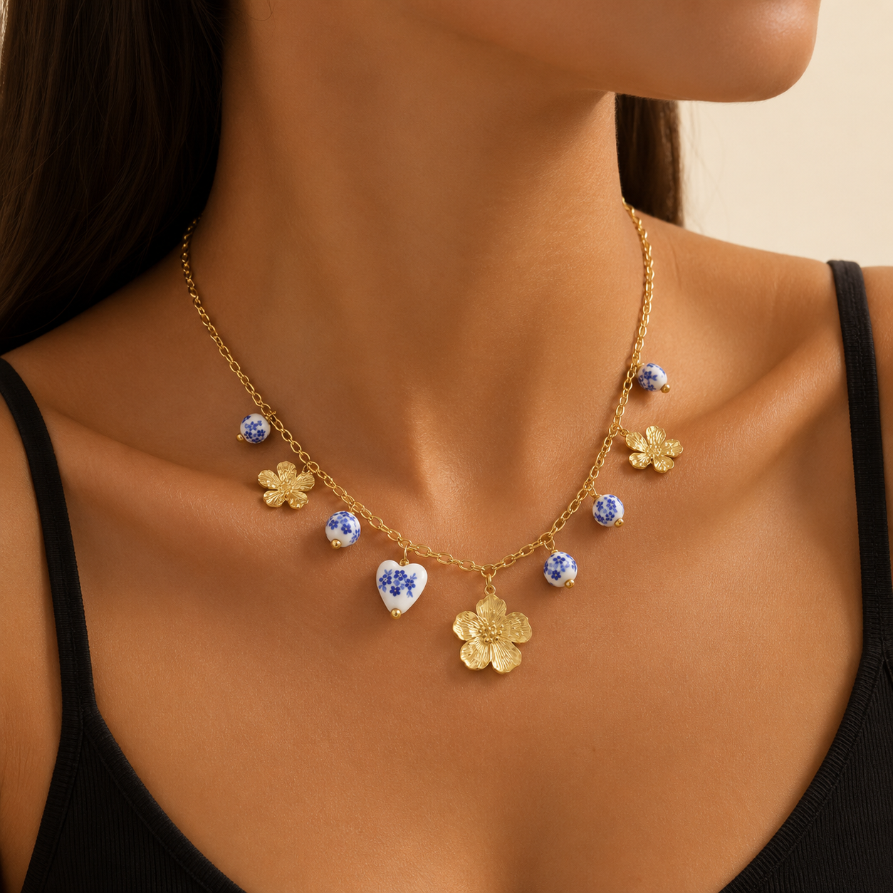 Collier Porcelaine Bleue