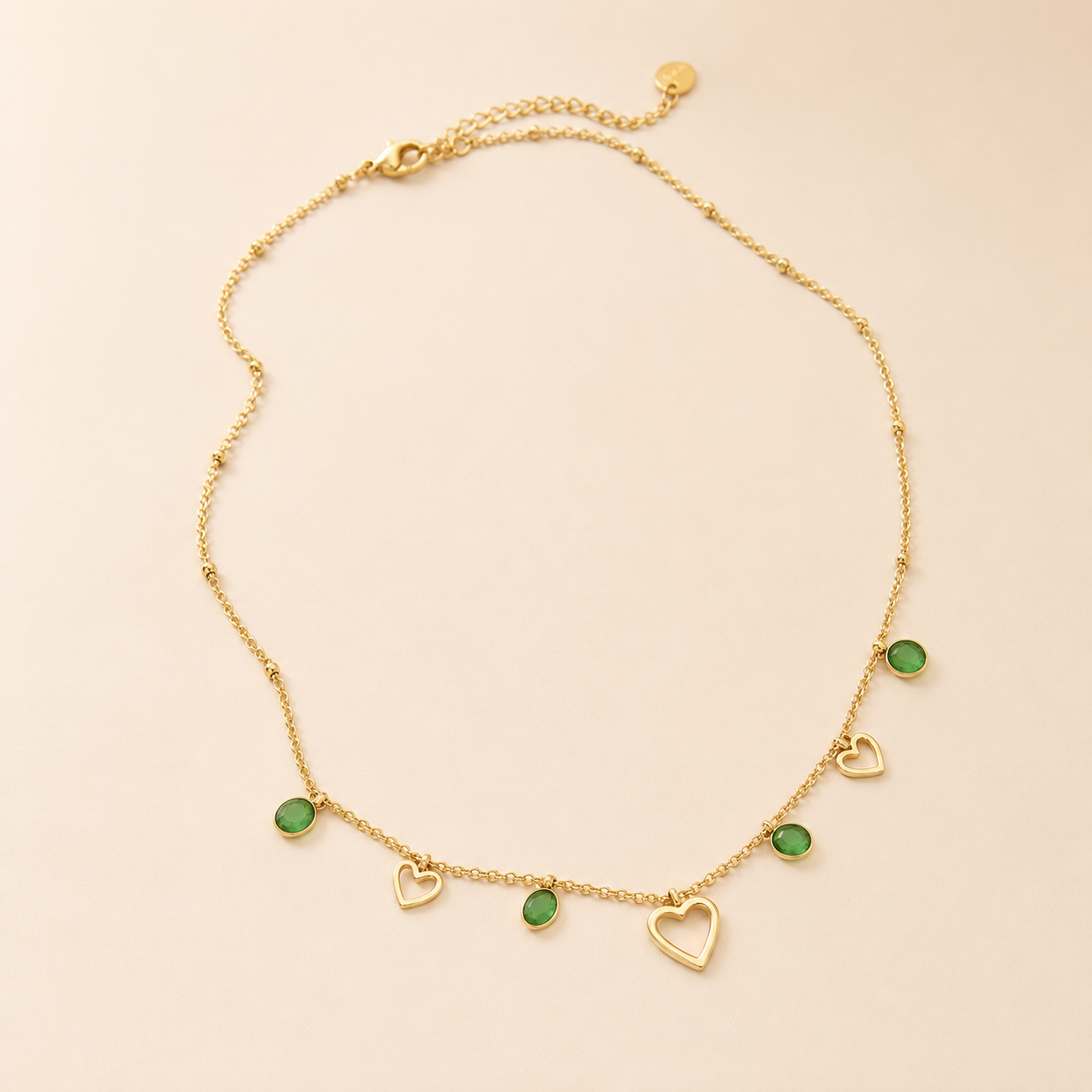 Collier Émeraude & Cœurs