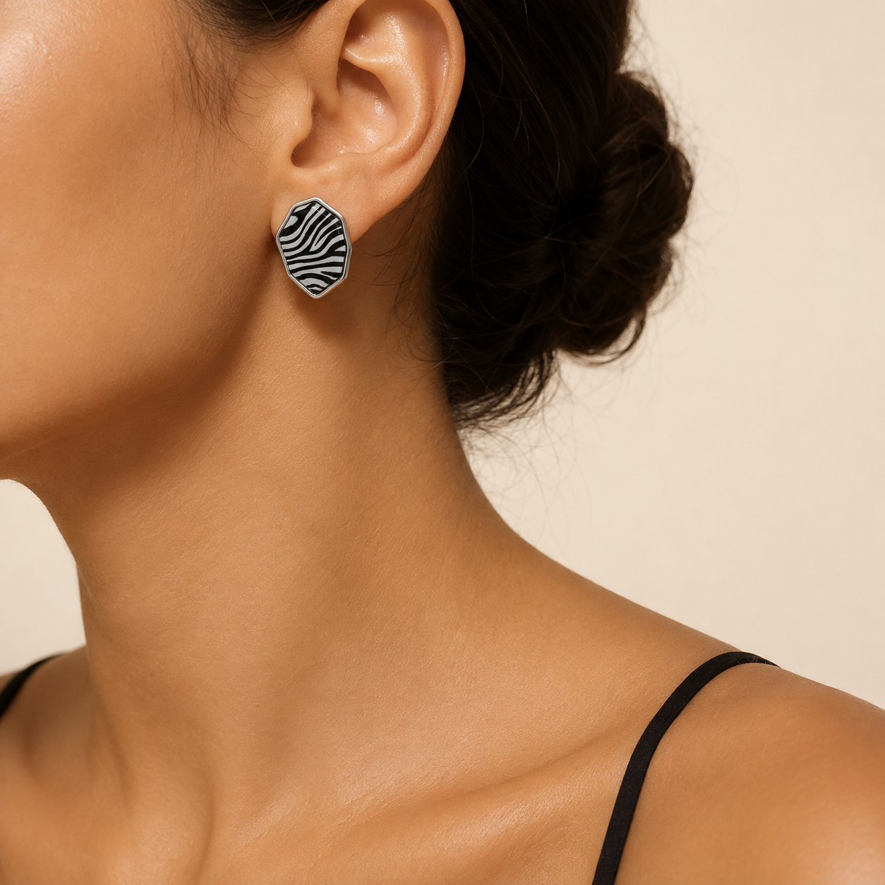 Boucle d'oreille Zèbre Puce